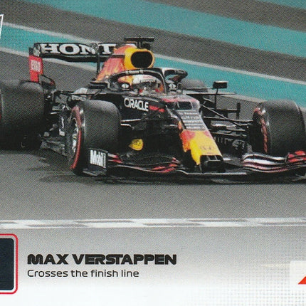 82 Max Verstappen: Crosses the finish line